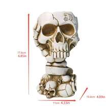 Skull Head Planter Halloween Succulent Flower Pot Gothic Tabletop Decorations For Home Holiday Party Decor - Black - View 7