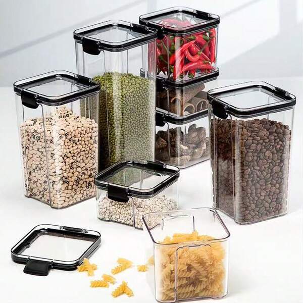 1 pieza Frasco sellado para almacenamiento de alimentos, organizador de cocina, recipiente a prueba de humedad e insectos, resistente al frío y al calor, material, herramienta de cocina, adecuado para almacenar granos, productos secos, aperitivos, arroz, trigo, nueces, frijoles, azúcar y talla grande