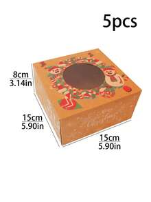 5 Stück/10 Stück Weihnachten mit transparenten Schaufenstern, Weihnachts-Gebäckbox, Keksdose, kreative Torte, Brot und Muffin, Weihnachtsgeschenkverpackung, Weihnachtsdekoration, Weihnachtspyjamas, Weihnachtsgeschenke, Weihnachtsdekoration - klein - Übersicht 20