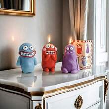Ton Männer Monster Kerzen, lustige Aromatherapie Kerzen als Geburtstagsgeschenk, handgemachtes kreatives Geschenk mit Händen, fett, dünn, Schlamm Monster Cartoon geformte Aromatherapie Kerze Heim Küche Tischdekoration Handwerkskunst Halloween Deko