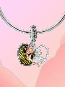 1pc Gold/Black/Red/Silver Heart/Beauty & Beast/Heart/Letter/LOVE/Pumpkin Carriage/Crown Plated 925 Silver Elegant Cute DIY Bracelet Beads Pendant, Suitable For Daily Wear/Autumn & Winter/Back To School/Holidays/Halloween/Christmas/Thanksgiving/Valentine's Day/Birthday Gift