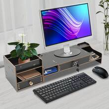 YUNRUX Black Desktop Monitor Stand, Monitor Riser, Computer Monitor Booster Stand, For Holding Computers, Laptops, Books, Utensils, Mice, Printers, Folders, Potted Plants, Etc. - Multicolor - View 1