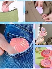 Lược chải tóc du lịch gấp gọn có gương, hình vỏ sò, chải tóc di động, bỏ túi, lược massage mini, lược du lịch, dành cho tóc nam nữ, thiết kế di động khi đi du lịch, dành cho cả nam và nữ, trở lại trường, vật dụng thiết yếu khi đi du lịch, phụ kiện tóc cho nữ, vật dụng thiết yếu cho lễ hội, đồ trang trí nhà cửa, phụ kiện túi xách, lược chải tóc tròn - Nhiều màu - Xem 7