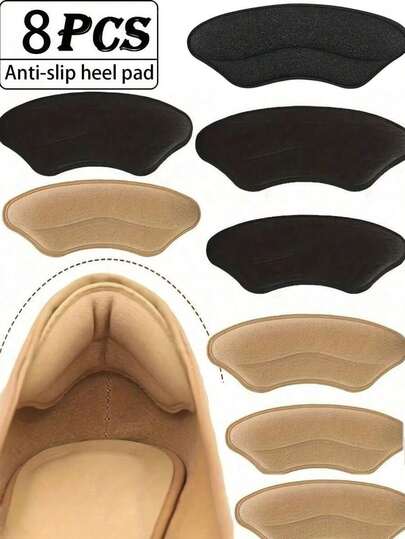 8pcs Anti-Slip Shoe Heel Inserts - Self-Adhesive Heel Protectors To Improve Shoe Fit And Comfort, Prevent Heel Slippage And Blisters, Suitable For All Men/Women Shoes (1/2/4/8PCS Available)