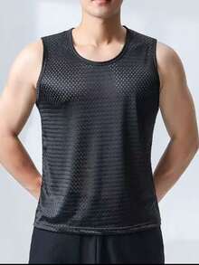 Comfortable Men's Tank Top, Size M To G3 Breathable Mesh, Plus Size, Quick Drying, Ideal For Home/Indoor - màu đen - Xem 2