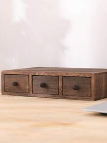 Cutie de depozitare din lemn pentru birou, raft înălțat, organizator de sertare pentru bijuterii, mini dulap de depozitare pentru papetărie pentru studenți