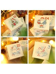 24 Stücke Weihnachts-Adventskalender Boxen 24 Tage Countdown bis Weihnachten Geschenkboxen mit Aquarellblauer Nummer Machen Sie Ihren eigenen Adventskalender Weihnachtsparty Winter Feiertags Dekorationen