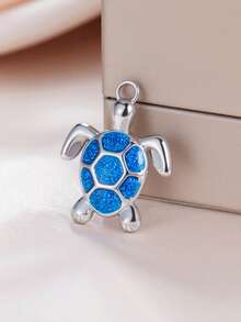 1 pieza Colgante de tortuga de acero inoxidable 3D, un encanto lindo y de moda adecuado para collar, llavero, accesorio para el cabello, pulsera DIY