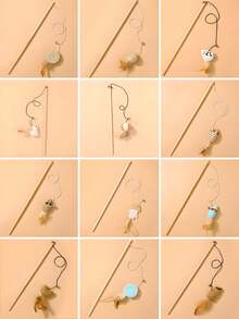 1 pezzo Bacchetta di legno per giocare con i gatti con campanello, stile casuale, giocattolo interattivo per gatti, asta lunga con piume colorate e campanello, accessori per animali domestici, ricambio per bacchetta con piume per gatti, adatto per esercizio e intrattenimento dei gatti, bacchetta da tenere in mano, vari insetti intercambiabili sulla testa, ricambio per bacchetta per giocare con i gatti