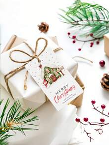 1/10/20/30/40/60pcs Custom Christmas Gift Tags, Christmas Gift Tags Set, Watercolor Christmas Gift Tags, Merry Christmas Tags, Holiday Gift Tags, Editable Santa Gift Tags,Labels For Xmas Gift Wrapping,Holiday Party Favor Tag,Holiday Gift Tag Merry Christmas,Christmas Gift Supplies - Multicolor - View 4