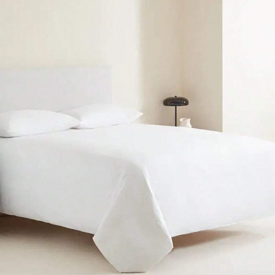 Conjunto De Ropa De Cama De 3 Piezas Juego De Cama De Tres Piezas, De Varios Tamaños (90/105/135/150/180/200) Y Colors, Conjunto De Suave Y Sin Estampados, Ropa De Cama Moderna Y Sencilla, Sábanas De Un Solo Color, Textile Hogareño, Color Puro Que No Descolora Ni Pierde Brillo. - 珍珠白 - 查看 1