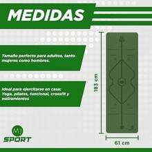 Tapete Antideslizante Yoga 6mm con lineas de alineación |   Esterilla antiderrapante de alta calidad de TPE para yoguis, pilates, entrenamiento en casa, funcional y estiramientos con líneas de Guía - verde - Ver 2