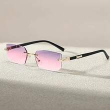 Vintage Square Frameless Glasses - Black With Gold Accents, Lightweight And Comfortable Unisex Style, Versatile For Casual And Formal Outfits - Đen và xám - Xem 7