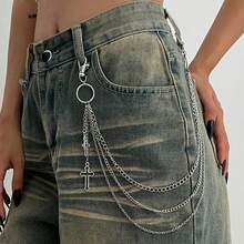 Salircon Punk Multilayer Metal Star Pendant Pant Chain Hip Hop Waist Keychain Jeans Chain Women  Jewelry Accessories Gifts - Kiểu 1 - Xem 2