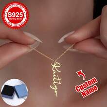 1pc S925 Sterling Silver Custom Name Necklace - Personalized Jewelry With Cursive/Script Fonts - Ideal Gift For Girlfriends, Besties & Self - Perfect For Birthdays, Anniversaries & Daily Chic Outfits