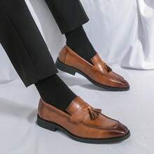 Men's Leather Shoe Covers Wear Tassel Loafers, Classic Casual Penny Shoes, Retro Formal Business Wedding Shoes,Men's Dress Shoes,Men Dress Shoes,Mens Dress Shoes,Dress Shoes,Men Loafers,Men Loafers - 棕色 - 查看 5