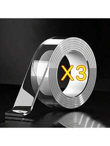 3 Roll Of Transparent Double-Sided Tape, High Viscosity Nano Double-Sided Tape, Paste Items Without Leaving Traces, Do Not Damage The Wall, Strong Viscosity, More Secure Than Hooks, Washable Double-Sided Tape, Reusable Waterproof Double-Sided Tape, Suitable For Use In Multiple Scenarios, Heavy-Duty Transparent Washable Super Strong Double-Sided Mounting Tape, Decorative Strips, Can Be Cut - White - View 9