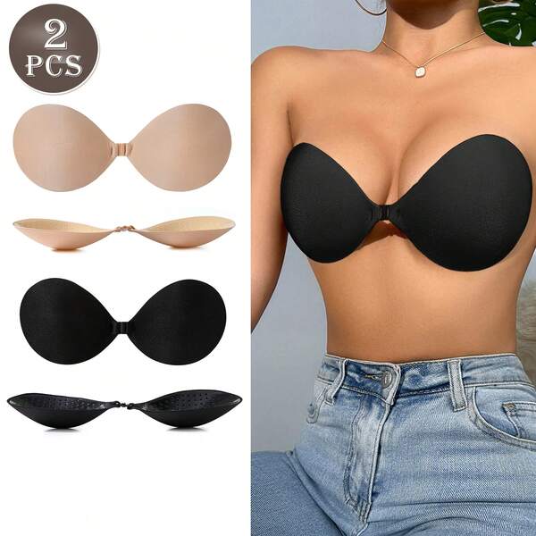 2 paia di reggiseni adesivi push-up per taglie forti, reggiseni senza spalline riutilizzabili con chiusura frontale, coperture per capezzoli invisibili, accessori di biancheria intima e lingerie da donna, reggiseno push-up invisibile a forma di mango per abiti da sposa, reggicalze, reggiseno - adatto per reggicalze, abiti, body, adesivi per capezzoli senza schienale in silicone, reggiseni adesivi senza spalline a forma di mango, reggiseni invisibili per abiti e abiti da sposa