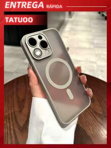 1 Piece Matte Magnetic Skin Touch Phone Case With Lens Film Protection Compatible With IPhone 15pro Max/14/13/12/11 - 灰色 - 查看 4