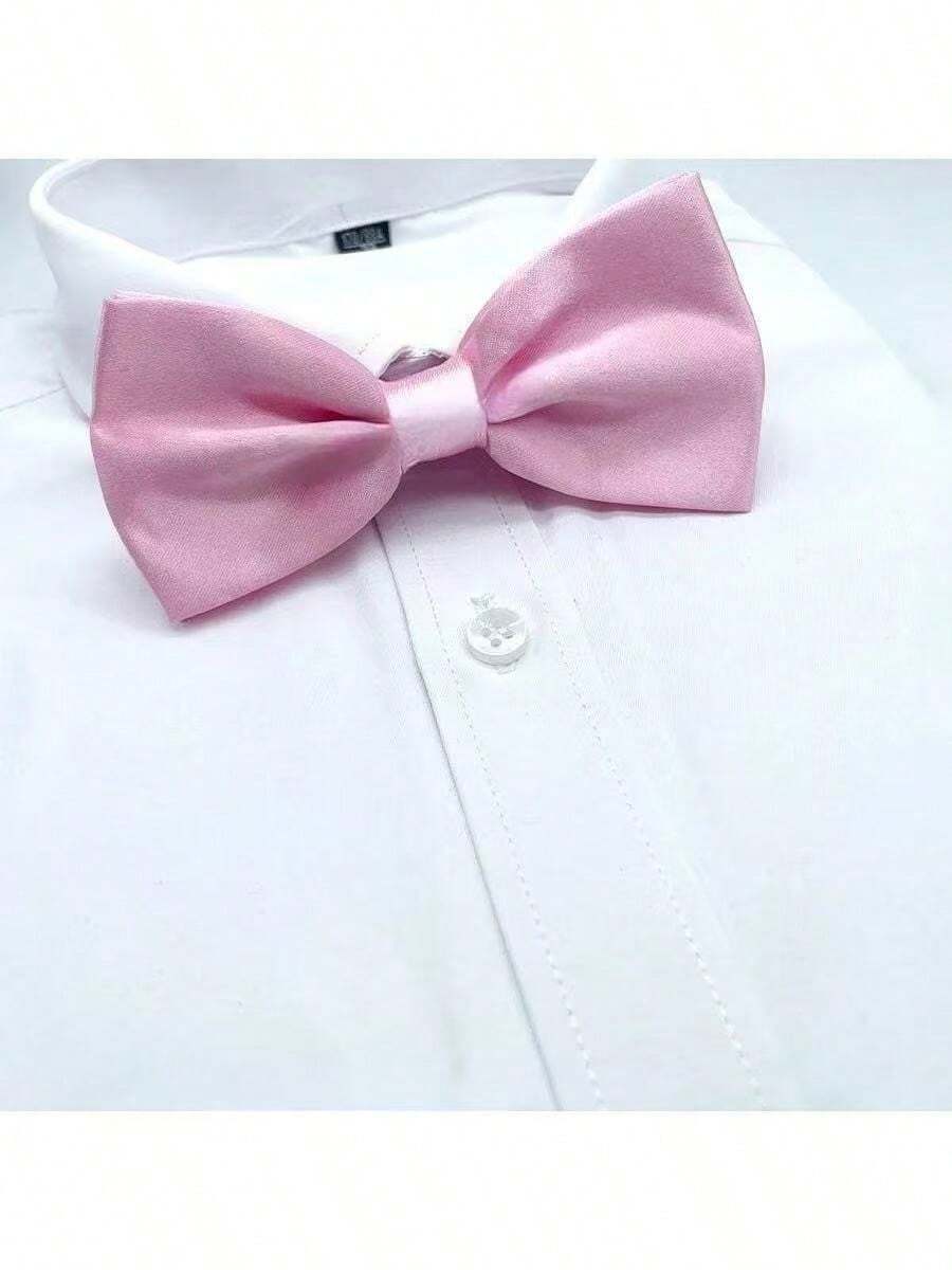 1pc Men's Solid Color Bowknot, Double Layer Polyester Bowknot For Groom, Groomsman, Usher, Formal Occasions