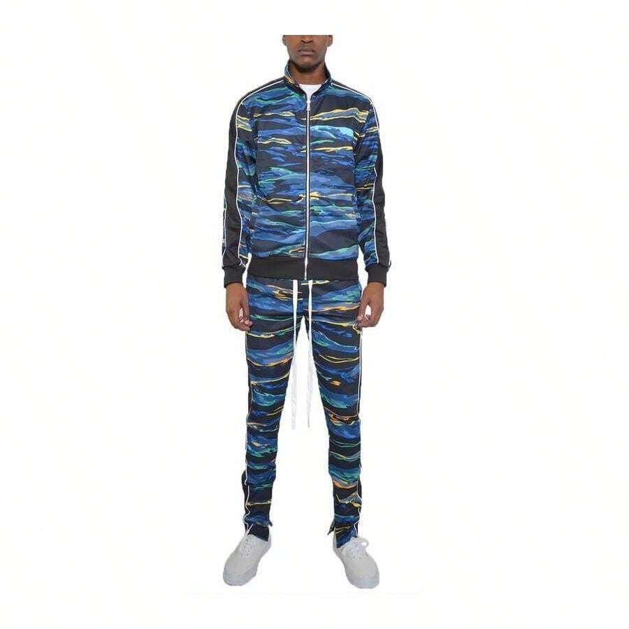VacationGrabs Vacation Style Track Suit - Men's 2PC Set - Black - View 1