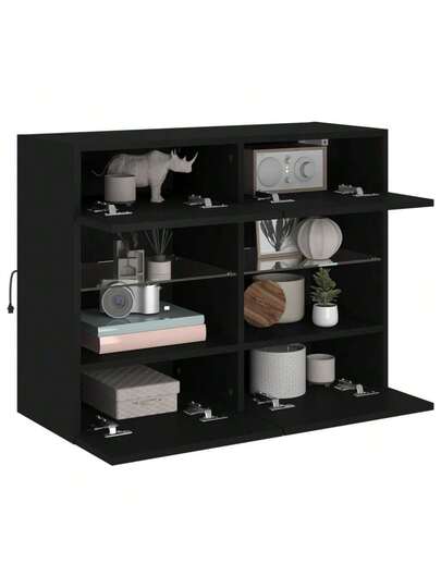 VidaXL TV Wand Unit LED Lighting 78.5x30x60.5 Cm Zwart view 6