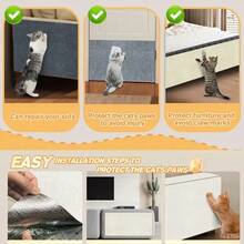 1 件自粘式猫抓垫，用于墙壁、地毯、沙发和家具保护，适用于猫抓柱防猫抓垫可修剪自粘式地毯垫猫宠物抓板家具沙发角落室内沙发墙壁保护器，猫抓用品 - 白色 - 查看 5