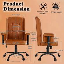 VECELO Ergonomic Executive Office Chair 400LBS - Big And Tall Heavy Duty Computer Chair , Breathable PU Leather & Lumbar Support | Modern Luxe Black Home Office Chair - Light Luxury - 查看 6