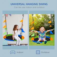 Outsunny Kid Nest Swing Seat Saucer Tree Swing 40 Inch/100cm Adjustable Rope Outdoor Indoor For Kids Over 3 Years Old Multi-Colour - Multicolor - View 6
