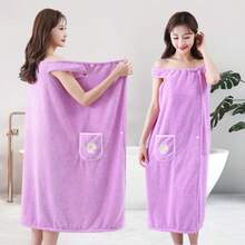 1PC Women's Towel Wrap Bathrobe, Recommended For 88-165 Lbs, Caution For Plus Size Users, Quick-Dry Spa Wrap Towel With Thick Straps, Patterned Wearable Bath Skirt, Absorbent Bath Towel For Home Bathroom, Sauna Wrap For Women, New Pineapple Embroidery Bath Skirt, Wearable & Wrap-Around Plus Size Bath Towel, Non-Shedding