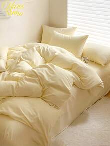 Solid Soft Quilt Cover 3pcs Set Duvet Covers Set