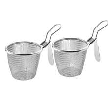 2 Peças Coador, Cesta de Aço Inoxidável para Massa, Cesta Coadora de Massa, Cesta de Fritura, Cesta de Fritura de Aço Inoxidável, Coador de Cesta de Fritura Doméstica, Ferramentas de Cozinha para Fritura de Alimentos, Suprimentos de Cozinha, Utensílios de Cozinha