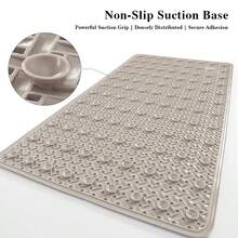1pc Bath Tub And Shower Mat, Non-Slip Shower Stall Mat With Drain Holes And Suction Cups, Soft Machine Washable Rug, Home Bathroom Shower Carpet, Bathroom Accessories, Bathroom Decor, Kitchen Area Rug, Laundry Room - Khaki - View 7