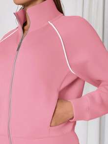Womens 2 Piece Outfits Sweatsuits  Fall Full Zip Sweatshirts Workout Pants Matching Lounge Sets Going Out Outfits Tracksuits New Years Valentine Vacation Outfit For Women - 粉色 - 查看 2