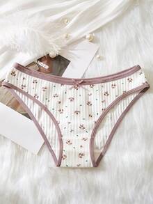 5 件套女士罗纹针织浪漫性感透气蝴蝶结三角裤，四季皆宜，时尚百搭，是圣诞节、新年和情人节的理想礼物。 - 彩色 - 查看 5