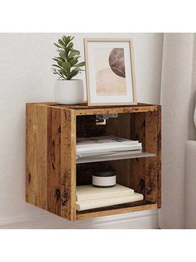 VidaXL TV Wand Unit LED Lighting 30x28.5x30 Cm Old Wood view 6