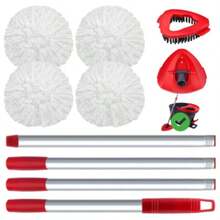 Spin Mop Replacement Set For O-Ceda EasyWring 1-Tank System, Includes 4 Mop Head Replacement, 1 Mop Handle (4-Section Pole), 1 Scrubber Head, 1 Spin Base - trắng - Xem 8
