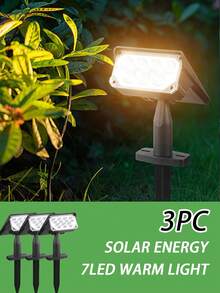1件/3件/5件 7LED 戶外太陽能聚光燈投光燈,防水設計,無需手動充電,自動開關,適用於庭院、景觀、噴泉、花園、樓梯、圍欄 - 黑色 - 查看 23