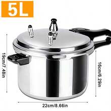 5L Home Dual Handle Aluminum Pressure Cooker Kitchen Catering Cookware New - Silver - View 3
