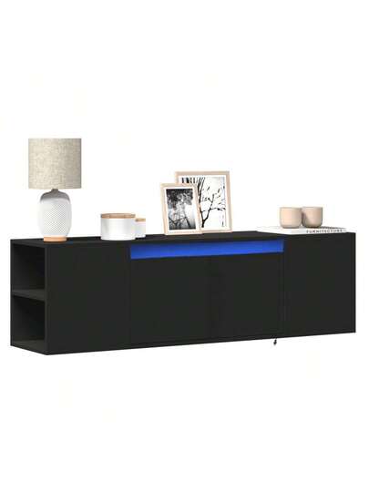 VidaXL TV Wand Unit LED Lighting 135x31x39.5 Cm Zwart