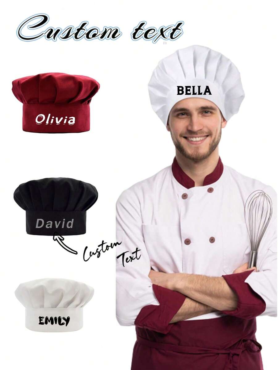 Mũ đầu bếp có tên tùy chỉnh, Mũ chống bụi, Mũ nấu ăn nhà bếp có thể điều chỉnh, Mũ làm việc cho tiệm bánh, quán cà phê, cửa hàng tráng miệng, nhà hàng, nhà bếp, Có thể giặt và tái sử dụng, Mũ đầu bếp chống bụi và thoải mái, Thích hợp cho dịch vụ ăn uống, nướng bánh và sử dụng trong hội thảo, tiệc tùng & hoạt động gia đình, Mũ dịch vụ ăn uống có khóa chun, Mũ đầu bếp lưới toàn bộ cho cả nam và nữ, Mũ trùm đầu chống dầu, Vành ngắn có dây rút - Nhiều màu - Xem 1