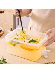 1pc Large Capacity Beverage Dispenser, Fruit Infuser Water Dispenser With Spigot, Drink Dispenser, Refrigerator Pitcher, Refrigerator Bottle Cooler, Large Dispenser For Serving Cocktails, Juices, Water, Halloween And Christmas Party Supplies