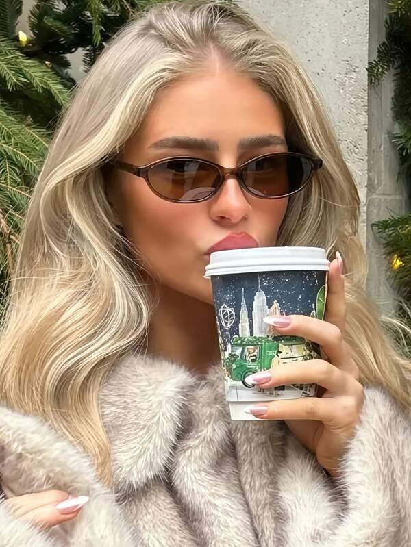 1pc Oval Shaped Small Frame Fashion Glasses, Retro, Personalized, Versatile, Casual And Elegant Women's Glasses Suitable For Daily Wear, Back To School Wear, Vacation Travel, College Style, Summer Beach Accessories, Women's Accessories