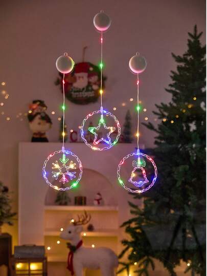2 piezas Lámpara circular transparente con ventosa navideña, con cinco tipos de colgantes a elegir: campanas, pentagramas, copos de nieve, estrellas y luna, y árboles de Navidad. Es adecuada para la decoración navideña y la decoración del árbol de Navidad, con dos modos de iluminación: intermitente y luz constante. Es adecuada para fiestas, festivales, habitaciones, ventanas de cristal y decoración de balcones. Decoración de Halloween, decoración navideña, decoración de Acción de Gracias, boda, decoración del hogar, decoración de otoño, decoración de otoño, decoraciones de cumpleaños para regalos, suministros para fiestas, interior, exterior, jardín, decoración de festivales, decoración de pared, adornos de Halloween, decoración de Navidad, decoración de XMAS, decoración de árboles de Navidad, regalos de decoración, decoración de Acción de Gracias, boda, decoración del hogar, decoración de otoño, decoración de otoño, decoraciones de cumpleaños para regalos, suministros para fiestas, in