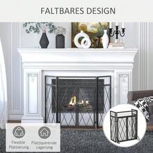 Funkenschutzgitter 3tlg. Kaminschirm aus Schmiedeeisen, Metall schwarz 120 x 79 cm, elegantes Design für sicheren Kamin