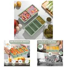 Silicone Freezer Molds Soup With Lid, 1 - Cup 2 - Cup Large Cube Trays Food Storage Containers Meal Prep, Freeze 250mL125mL Portions U2013 2 Pack - Green - View 1