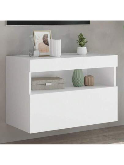 VidaXL TV Wand Unit LED Lighting 60x30x40 Cm Wit