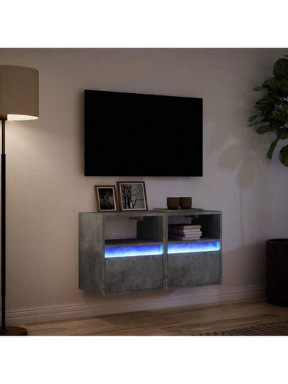 VidaXL TV Wand Units LED Lighting, stuks 41x31x45 Cm, Concrete Grijs view 5