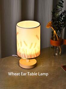 1pc Modern Nordic Linen Bedroom Lamp With Wooden Frame And Warm Led Usb Bedside Lamp, Suitable For Bedroom, Study, Etc.