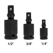 2Set (3pcs/Set) Universal Impact Socket Joint 3/8" 1/2" 1/4" Drive Wobble Swivel Extension - Black - View 11